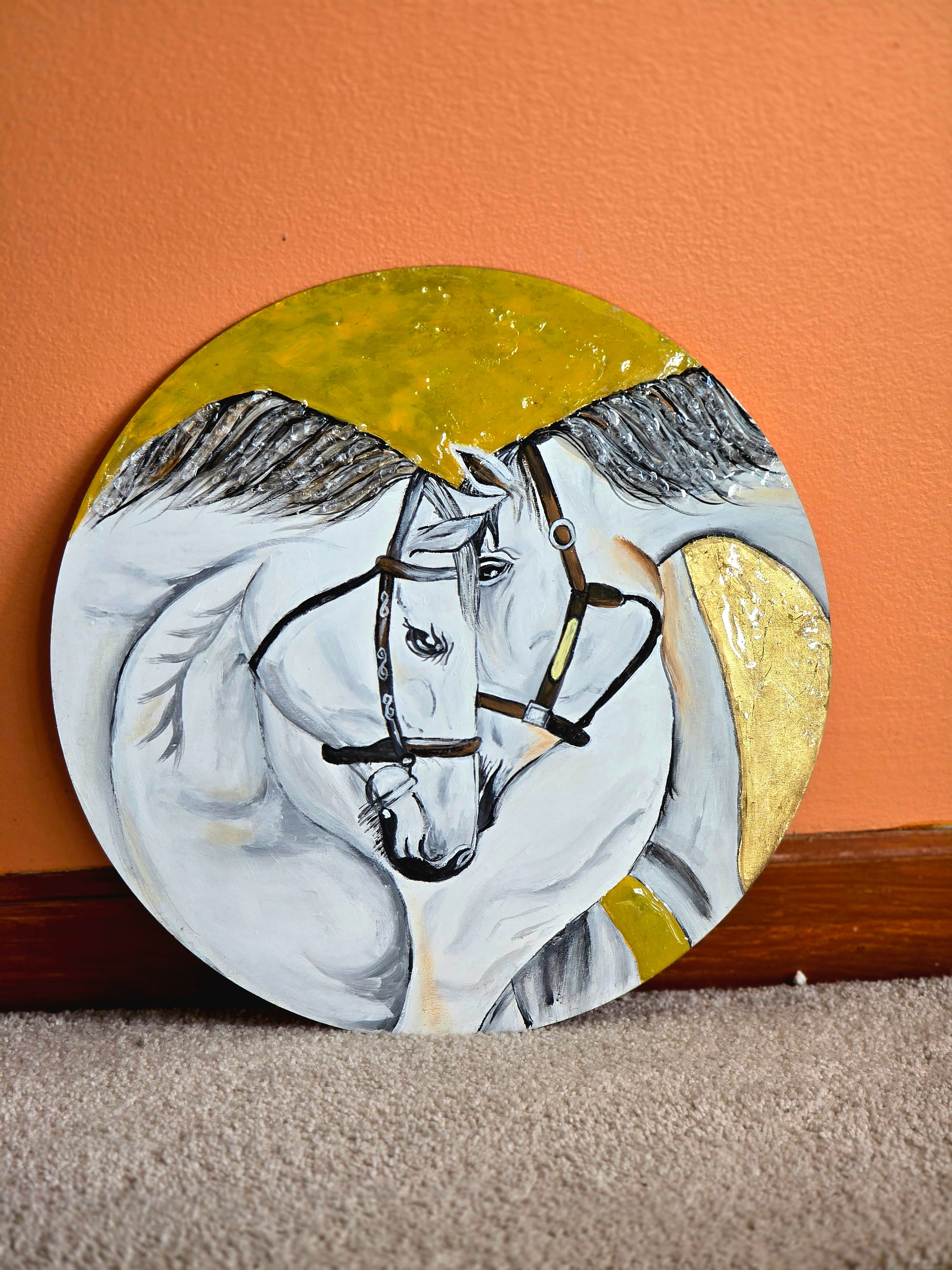 Horse — gold foil, acrylic & resin