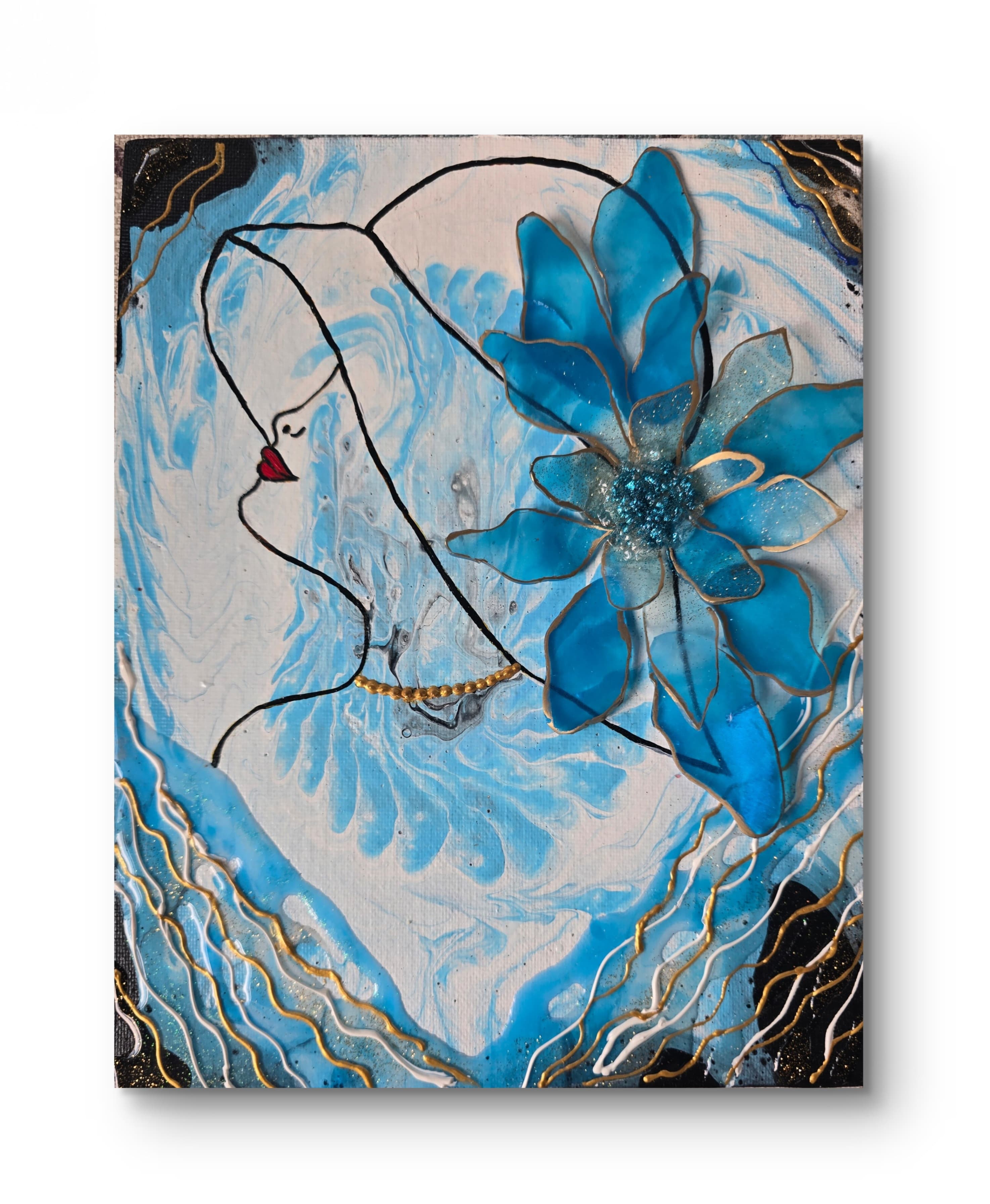 Acrylic pour with 3D resin flowers