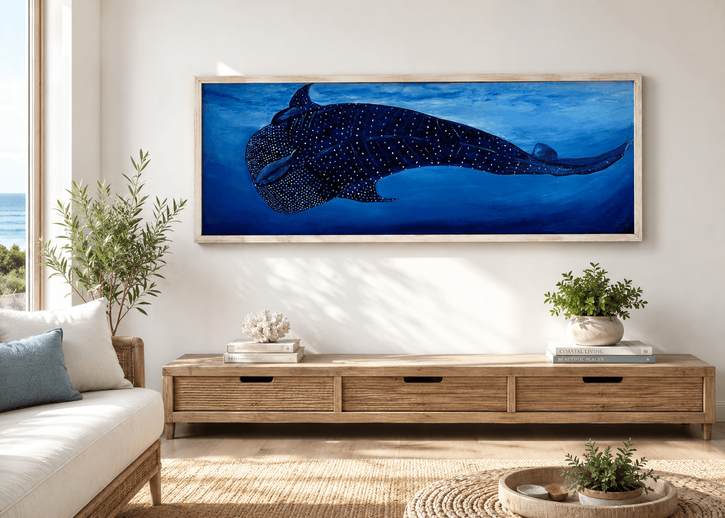Customized acrylic painting with different shades of blue