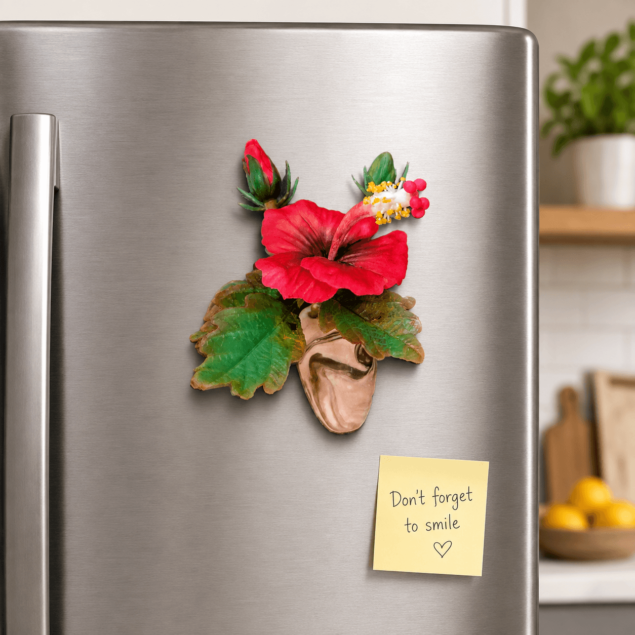 Realistic Flower Fridge Magnet - Hibiscus Red